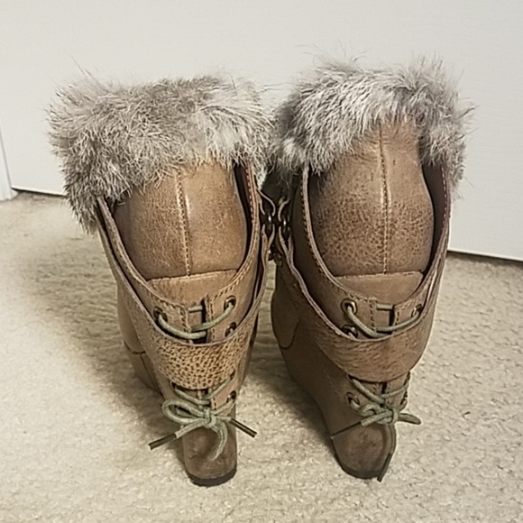 Luxury Rebel rabbit fur trim booties Sz 7.5 / 37.5 - Picture 4 of 7